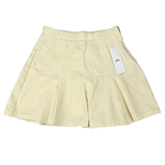 UO Bdg Ivory Corduroy Pleated High Waisted Mini Skirt Women's Size XS - Picture 3 of 7